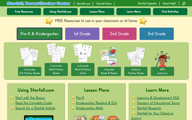 teach.starfall.com screenshot